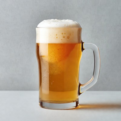 Beer in frothy pint glass