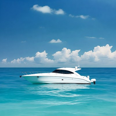 White yacht on turquoise ocean