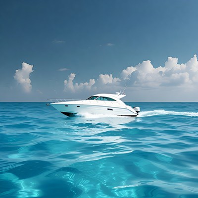 White motor yacht sailing on ocean