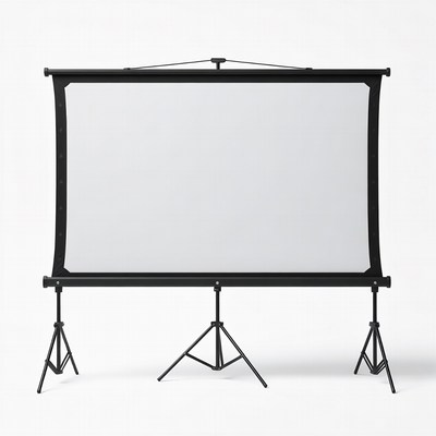 Pull-down projector screen on tripod