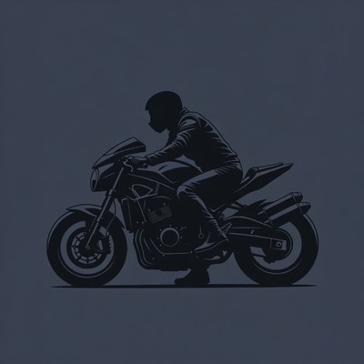Man riding sport motorcycle silhouette