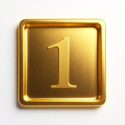 Gold Number 1 on Square Plaque