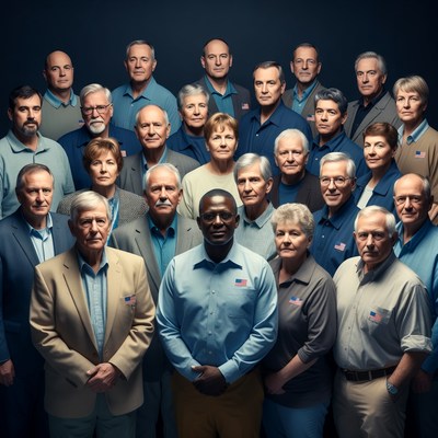 Group of Diverse Seniors in American Flag Shirts