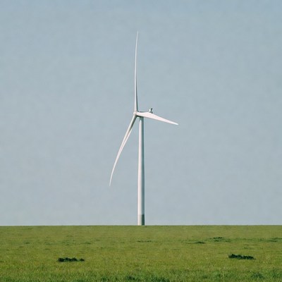 Wind turbine in green field