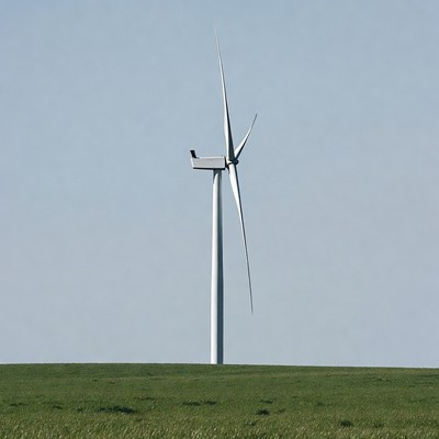 Wind turbine in green field
