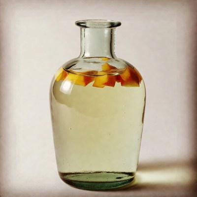 Glass bottle with orange slices