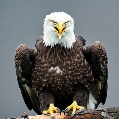 Bald eagle with wings spread