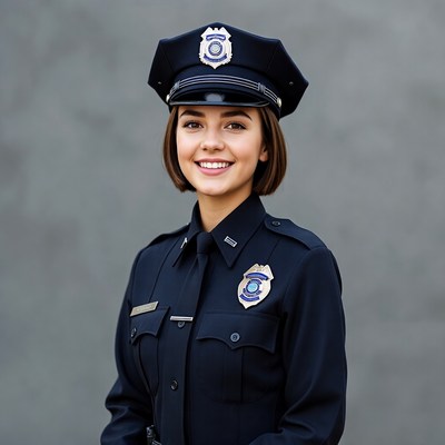 Smiling woman in police uniform