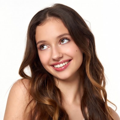 Smiling young woman with brown hair