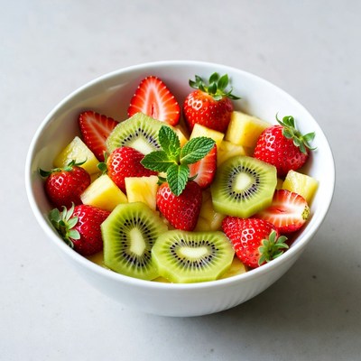 Fresh Strawberry Kiwi Pineapple Fruit Salad