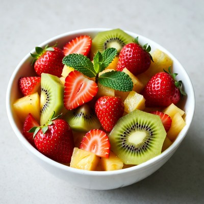 Fresh Strawberry Kiwi Pineapple Fruit Salad