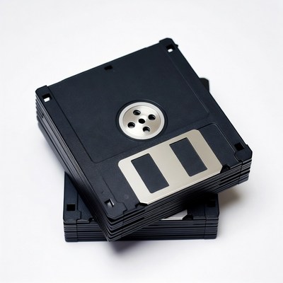 Stack of black floppy disks
