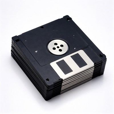 Stack of Black Floppy Disks