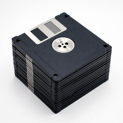 Stack of Black Floppy Disks