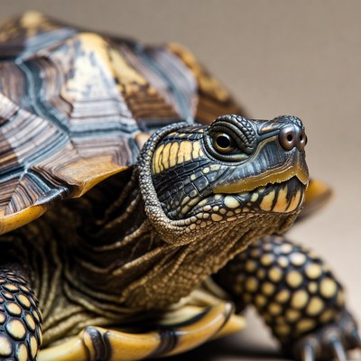 Close-up of ornate box turtle