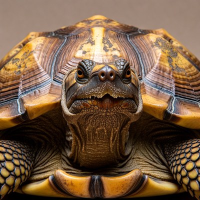 Close-up of sulcata tortoise face