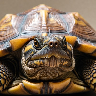 Close-up of ornate box turtle