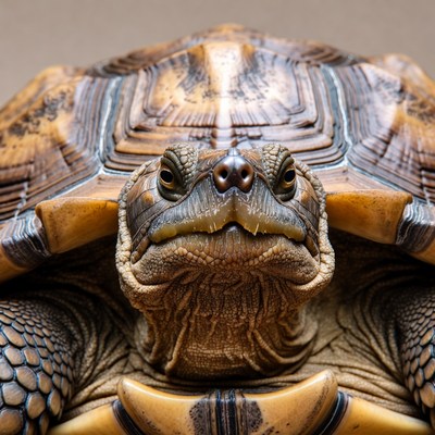 Close-up of sulcata tortoise face