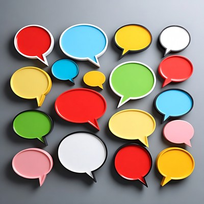 Colorful Speech Bubbles on Gray Background