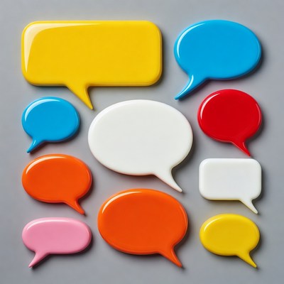 Colorful Speech Bubbles on Gray Background