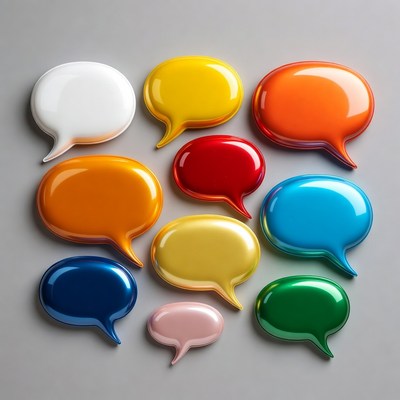 Colorful Speech Bubbles on Gray Background