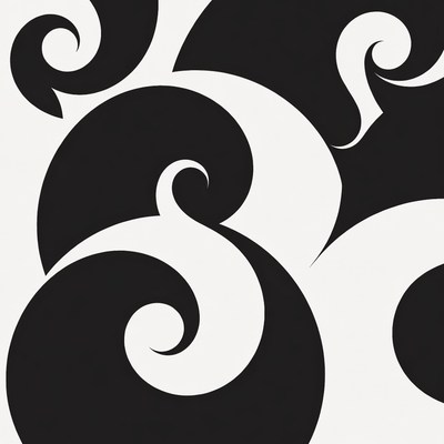 Black and white swirling spirals