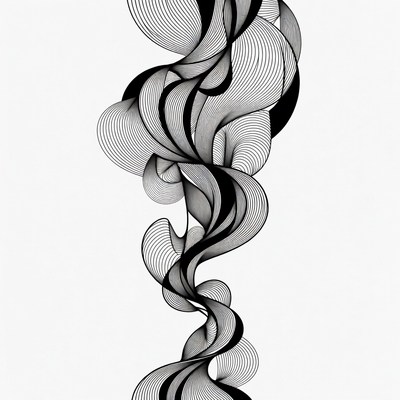 Abstract Black Wavy Lines Illustration