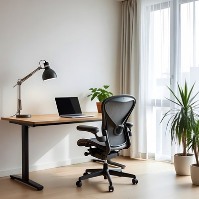 Modern empty home office desk