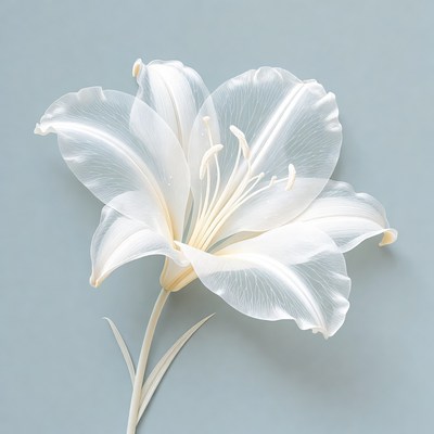 White Lily on Blue Background
