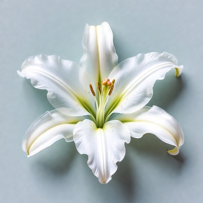 White Lily Flower on Blue Background