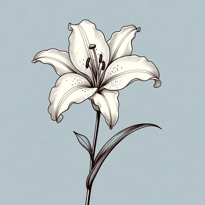 White Lily Flower Illustration