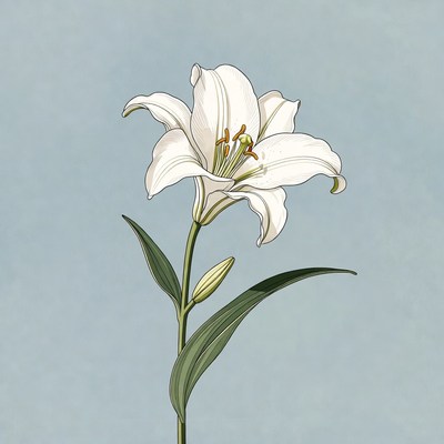 White Lily Flower Illustration