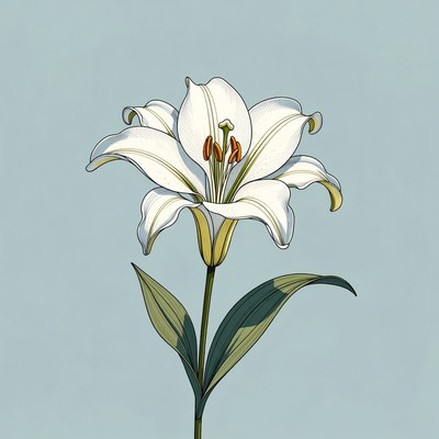 White Lily Flower Illustration
