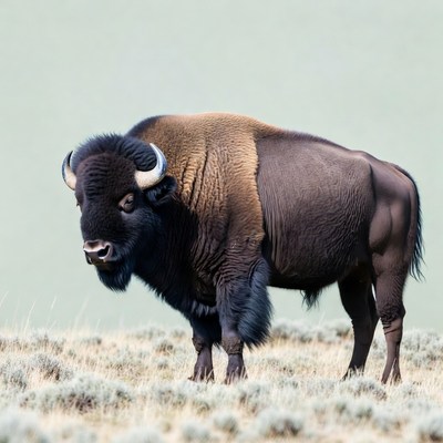 Bison standing in grassy field