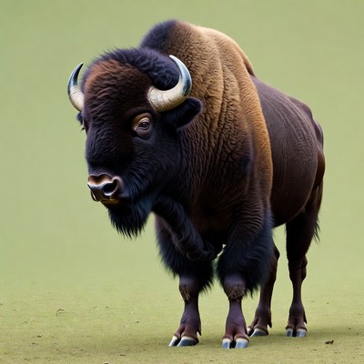Bison standing on green grass