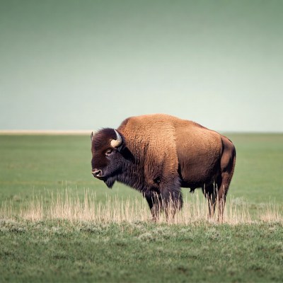 Bison standing in green field