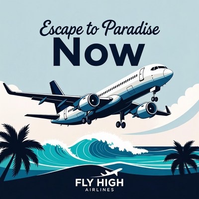 Airplane Flying to Paradise Beach