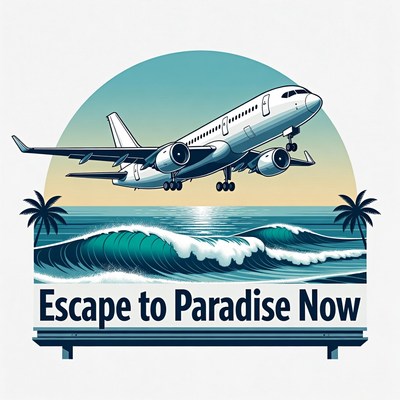 Airplane Flying Over Tropical Ocean Waves