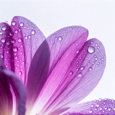 Purple Flower Petals with Dew Drops