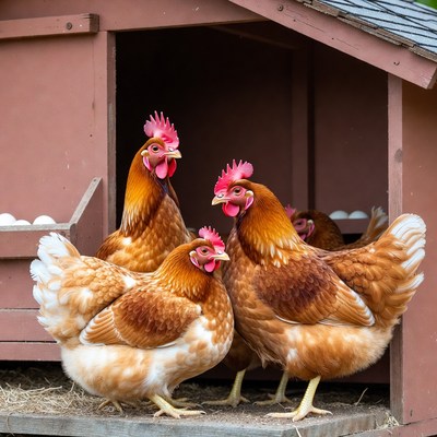 Hens Standing in Chicken Coop