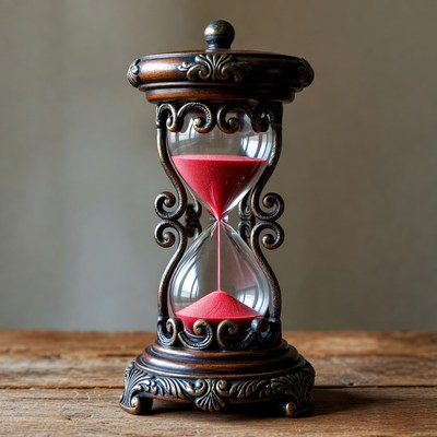 Ornate Hourglass with Red Sand