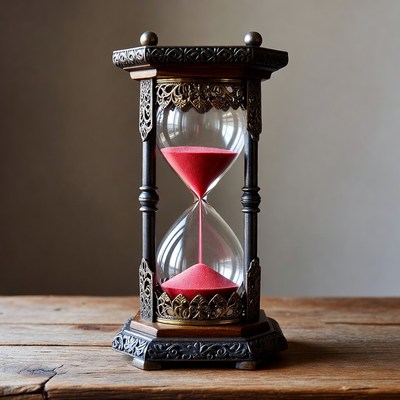 Antique hourglass with red sand