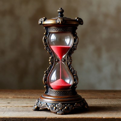 Antique hourglass with red sand