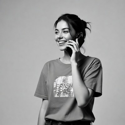 Smiling woman talking on phone