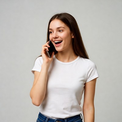 Young woman laughing on phone call