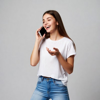 Young woman smiling on phone call