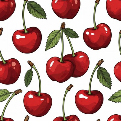 Red Cherries Seamless Pattern Illustration