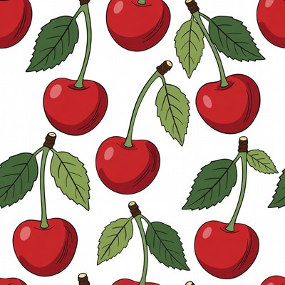 Red Cherries Seamless Pattern
