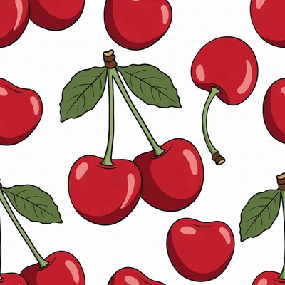 Red Cherries Seamless Pattern Illustration