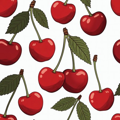 Red Cherries Seamless Pattern